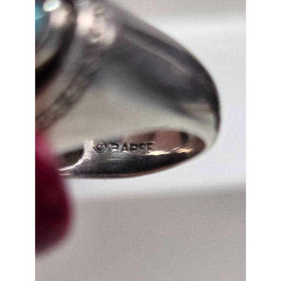 Vintage 925 Sterling Silver Ring With Multi-Stone Inlay 14 gr Barse Size 6 - Picture 7 of 11